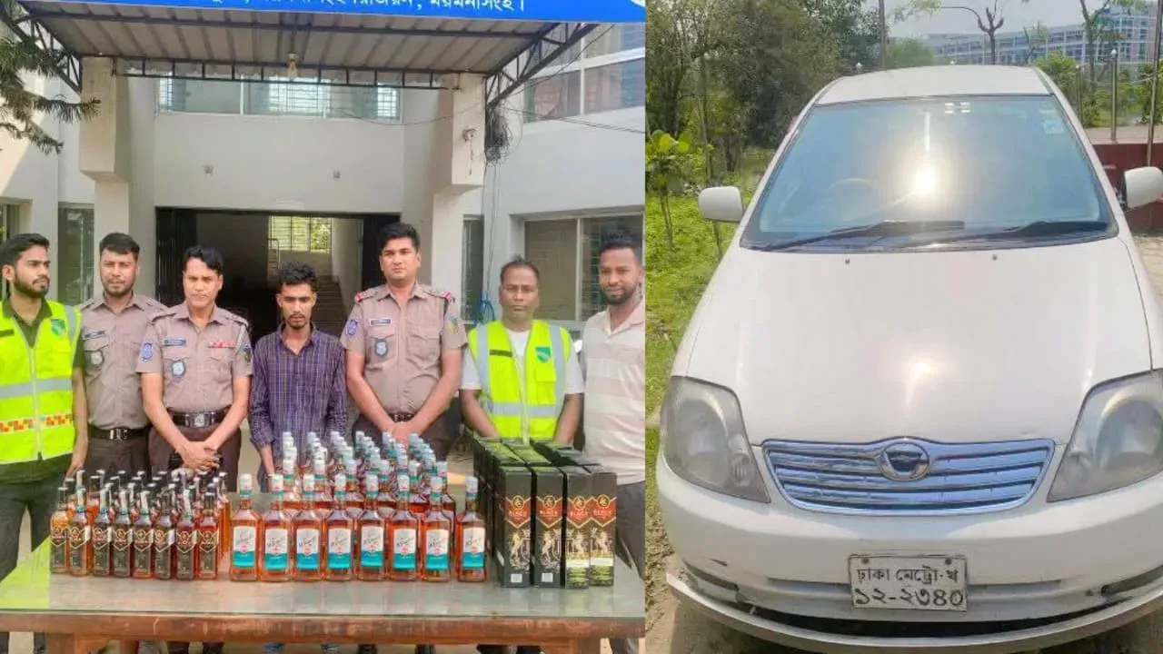 ভালুকায় হাইওয়ে পুলিশের অভিযানে ৯০ বোতল ভারতীয় মদ উদ্ধার, আটক ১ 